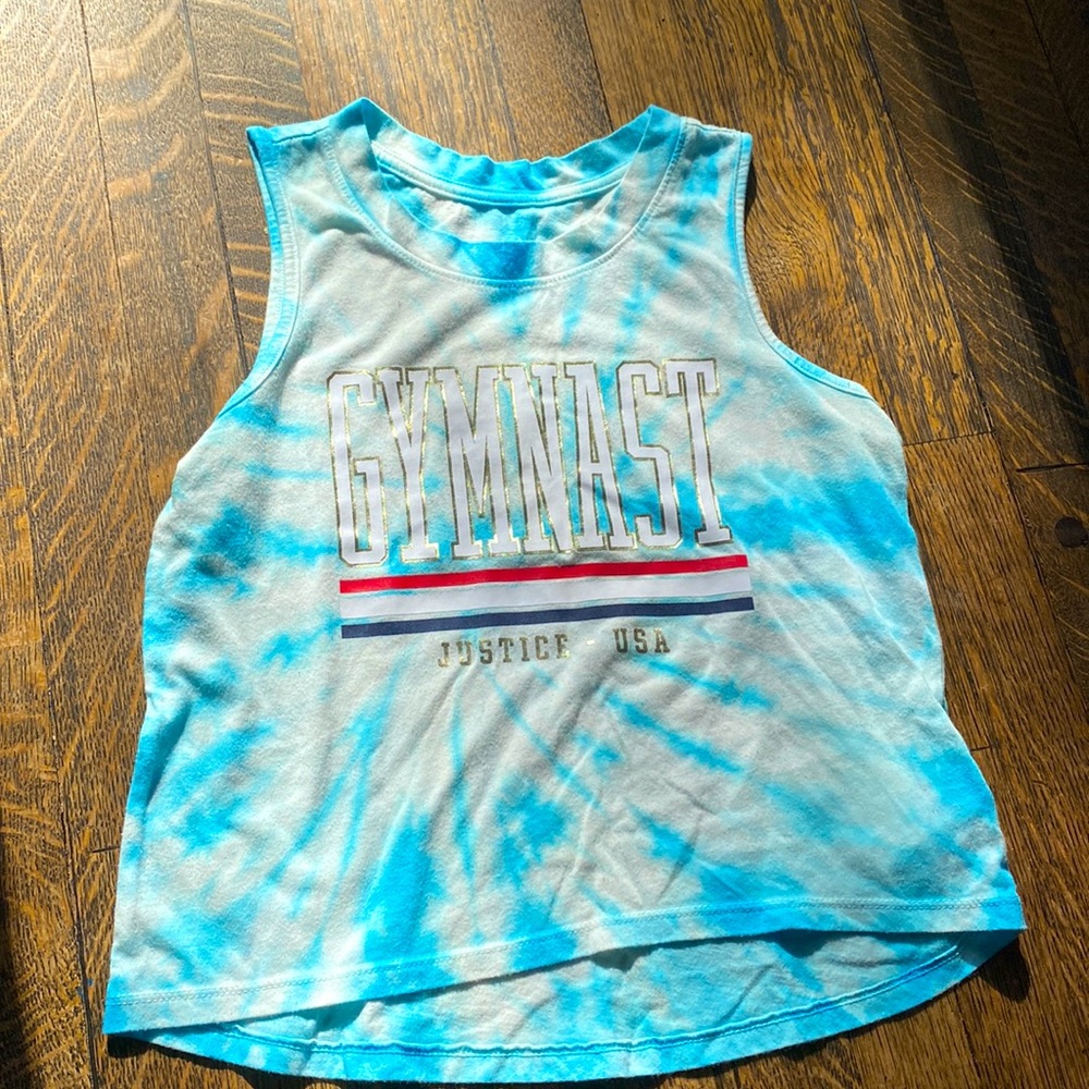 Justice Blue Tie-Dye Gymnast Tank Top